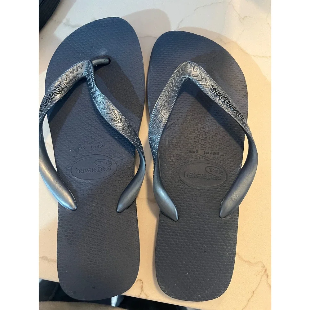 Havaianas Top Navy Blue Flip Flops Mens Size 9 EUR 43/4 Brazilian Rubber Sandals